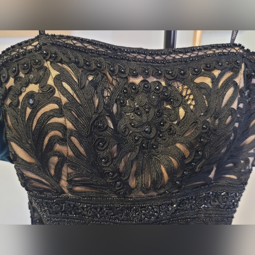 Elegant Black Beaded / Embroidered Dress - Picture 5 of 7